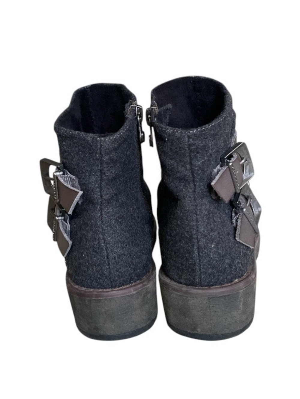 Blowfish Malibu Women's Gray Felt Side Zip Low Wedge Slouch Ankle Boots Size 6.5 - Picture 4 of 12